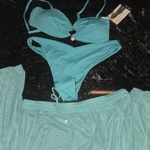 TiniBikini Turquoise Three-Piece Swim Set